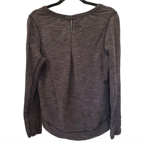 Lululemon Exhalation Pullover II Heathered Marled Black Size 8 Yoga - Picture 4 of 9
